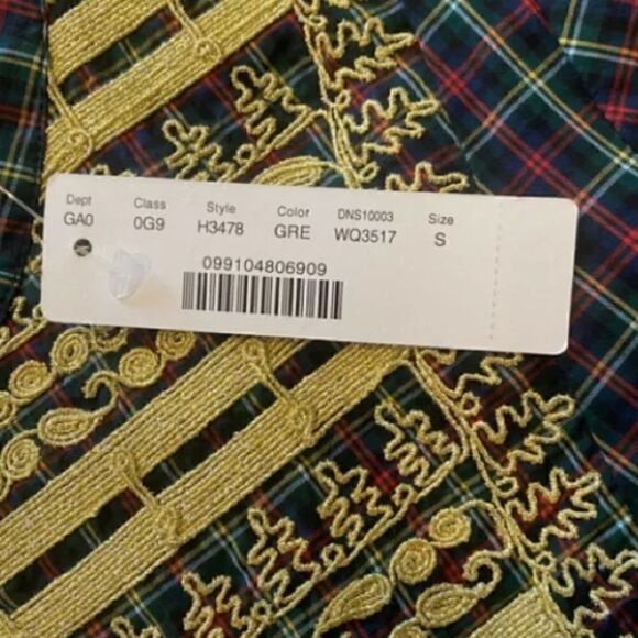 NWT JCREW $88 Embroidered peasant top in plaid - Picture 8 of 10